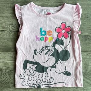 Disney Junior Minnie Mouse Be Happy Toddler Short Sleeve Ruffle Flutter T-Shirt